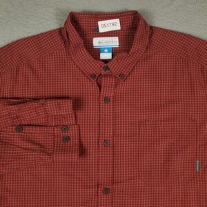 Columbia Shirt Mens Size 2XL Red Plaid Casual Button Up Long Sleeve